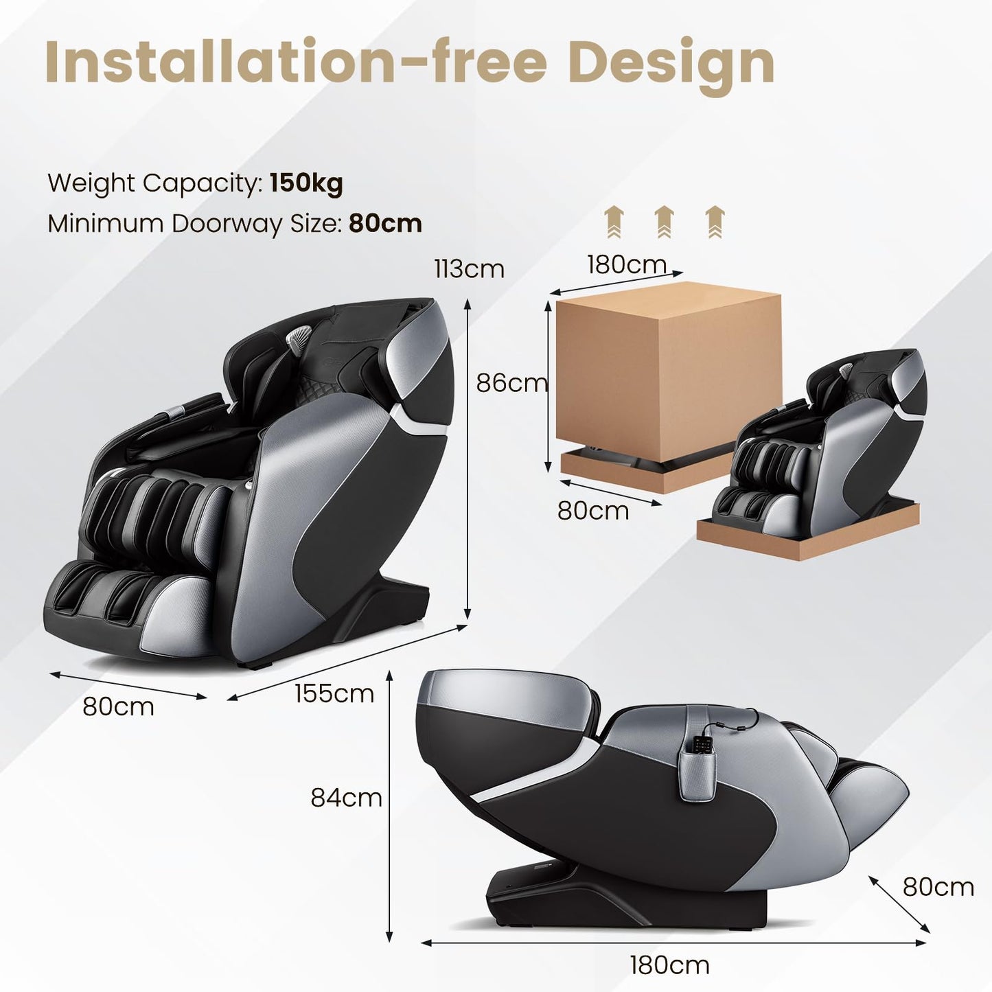 Silla de Masaje Eléctrica 3D Zero Gravity con Shiatsu y Calor