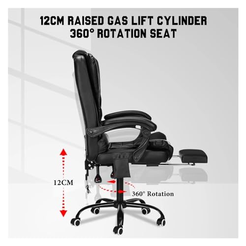Silla Ajustable de Oficina con Masaje, Piel y Reposapiés