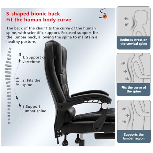 Widppsopt Silla de Escritorio de Cuero con Masaje y Ruedas