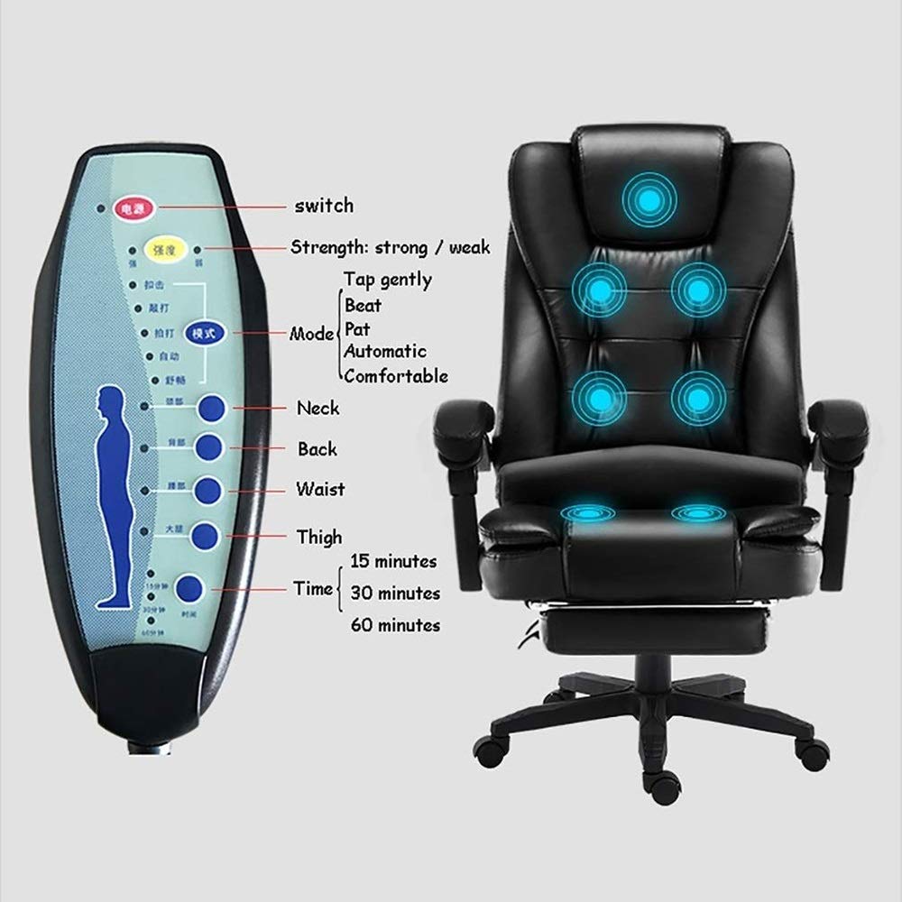 FYMLP Silla Ergonómica de Oficina con Masaje Cuero