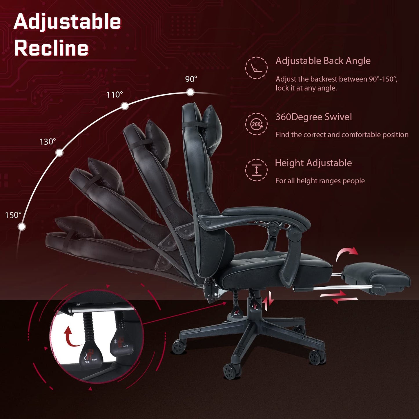 Fullwatt Silla de Juegos Reclinable con Masaje y Reposapiés