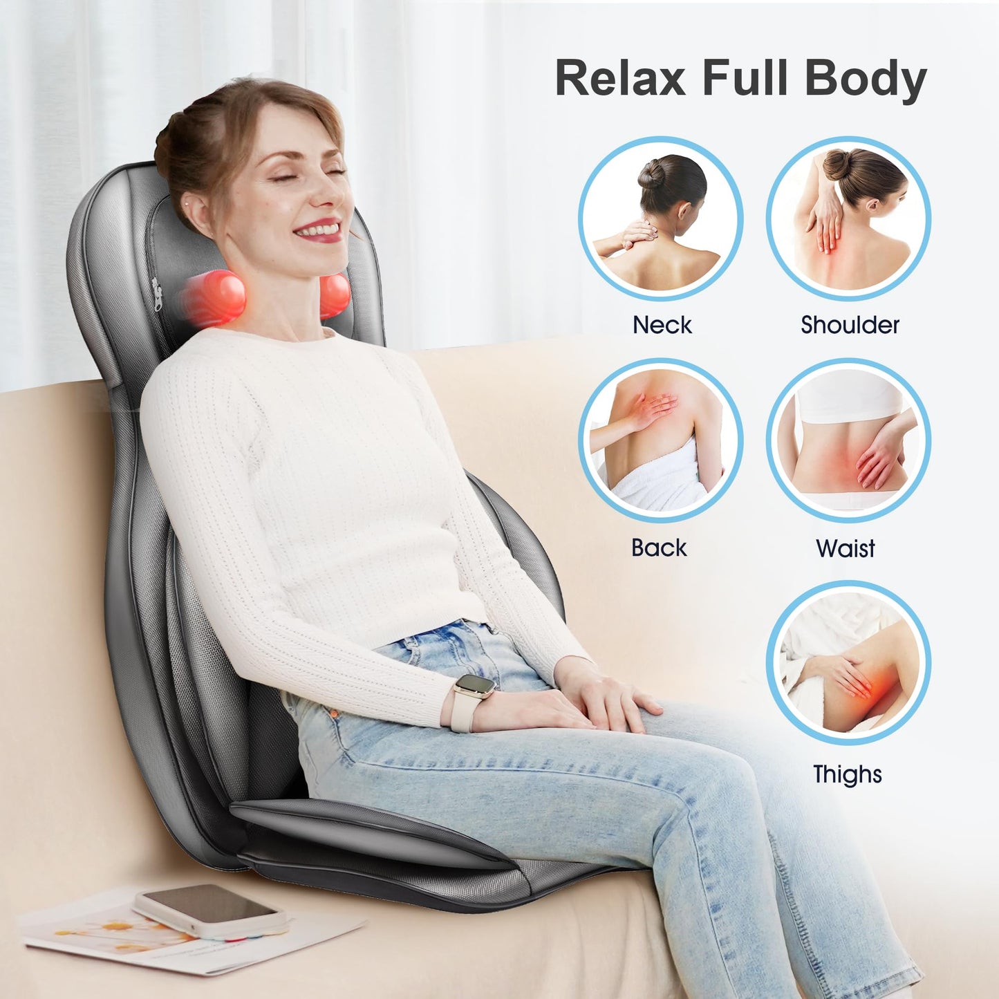 Comfier Masajeador de Cuello y Espalda con Calor Shiatsu